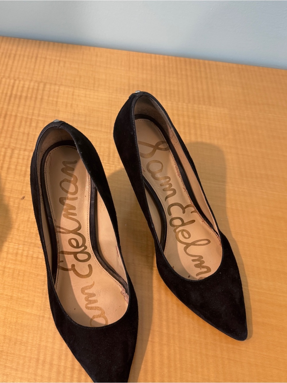 Sam Edelman Black Suede Pointed Toe Pumps
